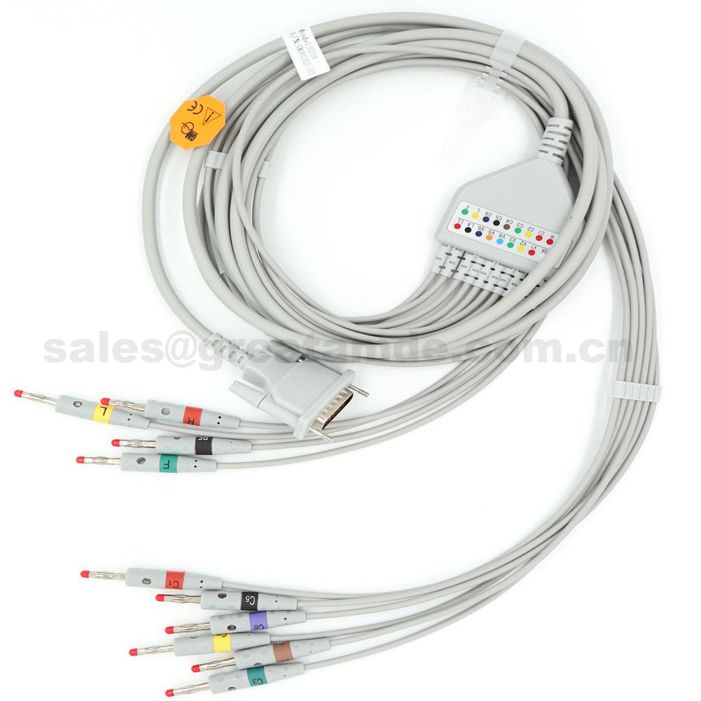 EC010A schiller EKG-kabel, IEC, DB15M Banana 4.0, AT-1, Brug med Schiller AT-102, CS-200, EC010A schiller EKG cable , IEC, DB15M Banana 4.0 , AT-1 ,Use with Schiller AT-102, CS-200,