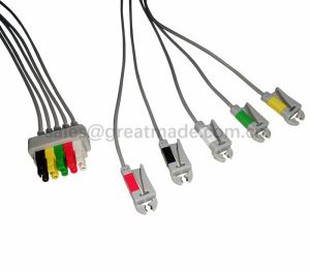 Kompatibelt Pro1000 Leadwire-sæt, 5-Lead, Grabber, IEC, 100CM og 2PIN.