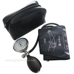 Voksen manuel blodtryk manchet, enkelt rør manchet med trykmåler og inflation pære mørkeblå.