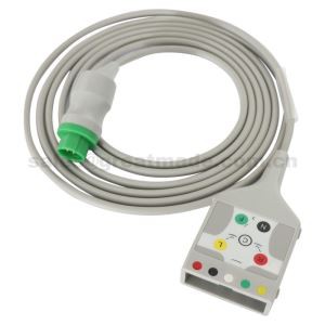 Kompatibel med Mennen Medical ECG bagagerumskabel, 5-bly, 13pin -> AA 2pin, AHA, brug med Hp 5-bly kompatibel blyledning